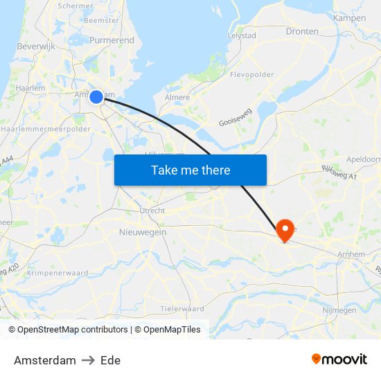 Amsterdam to Ede map
