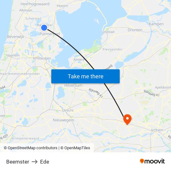 Beemster to Ede map