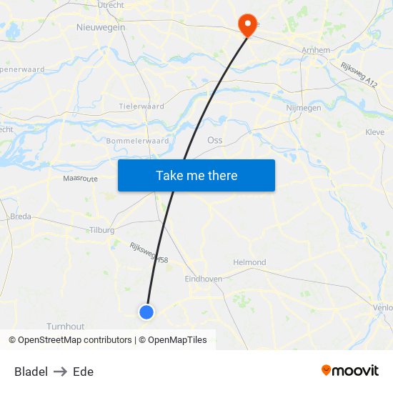 Bladel to Ede map