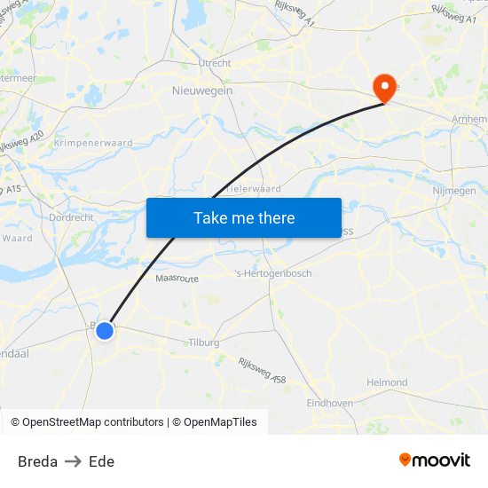 Breda to Ede map