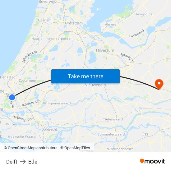 Delft to Ede map