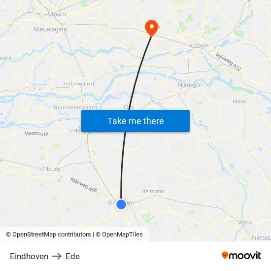 Eindhoven to Ede map