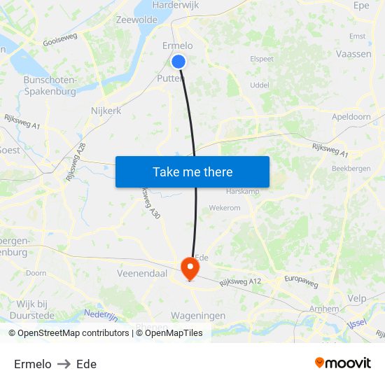 Ermelo to Ede map