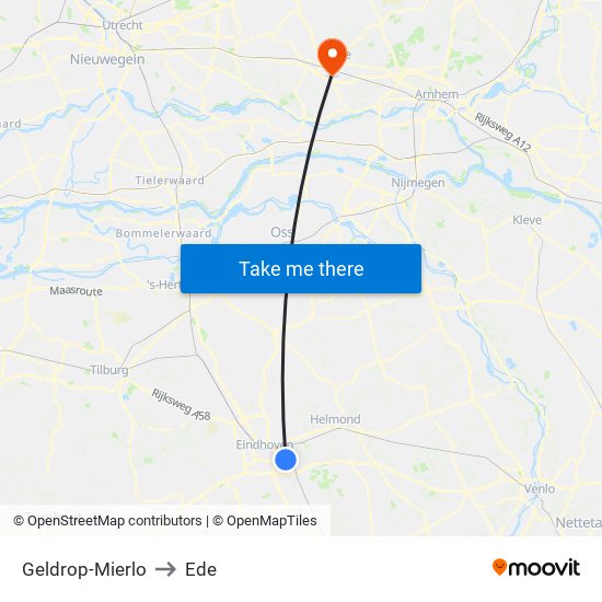 Geldrop-Mierlo to Ede map