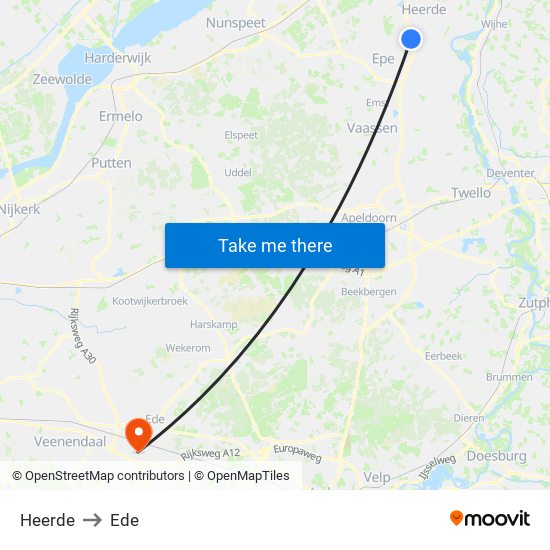 Heerde to Ede map