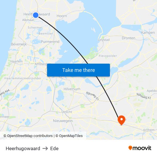 Heerhugowaard to Ede map