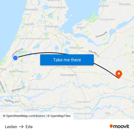 Leiden to Ede map