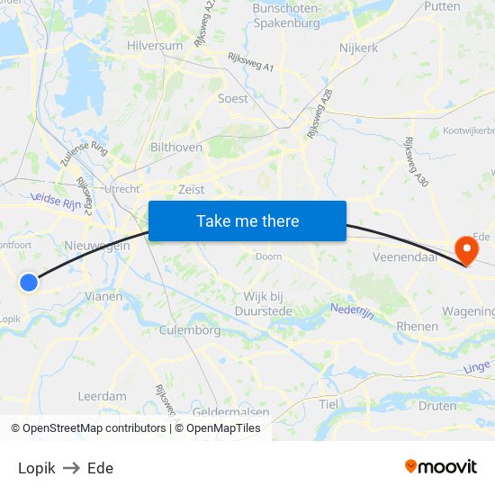 Lopik to Ede map