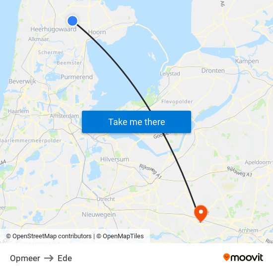 Opmeer to Ede map