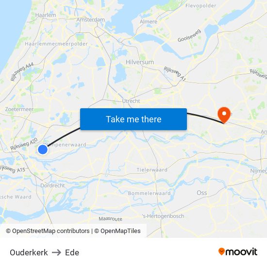 Ouderkerk to Ede map