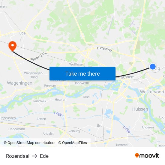 Rozendaal to Ede map