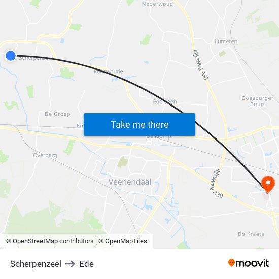 Scherpenzeel to Ede map