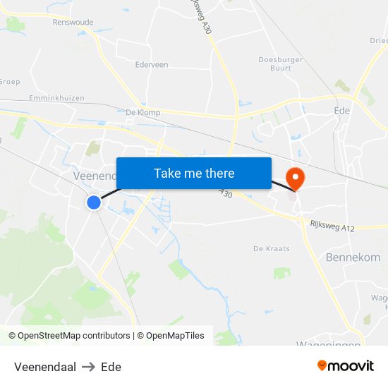 Veenendaal to Ede map
