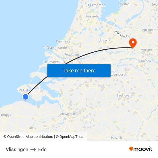 Vlissingen to Ede map