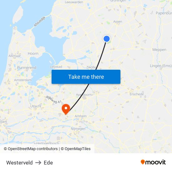 Westerveld to Ede map