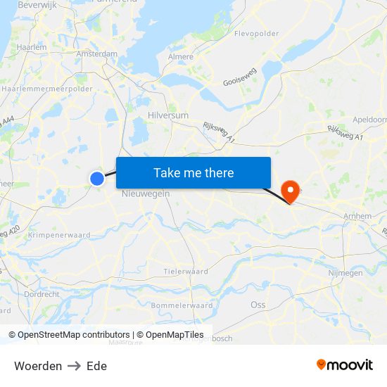 Woerden to Ede map