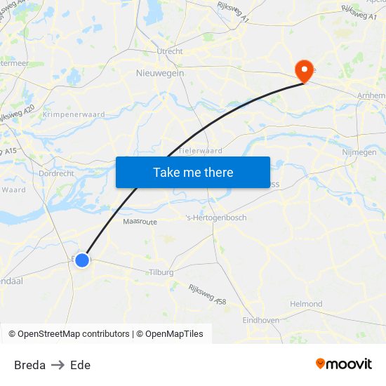 Breda to Ede map