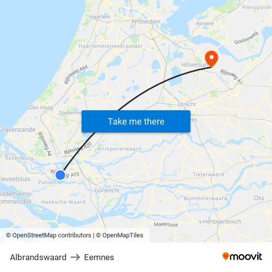 Albrandswaard to Eemnes map