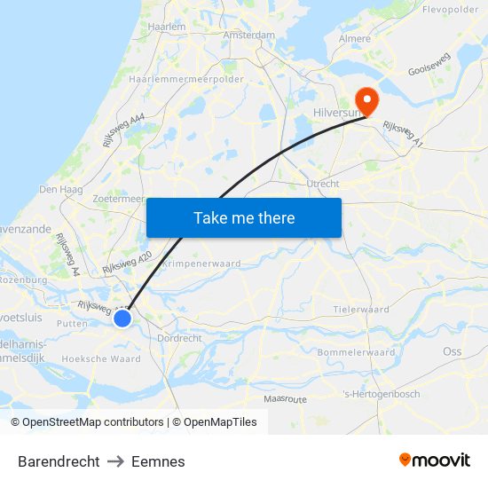 Barendrecht to Eemnes map