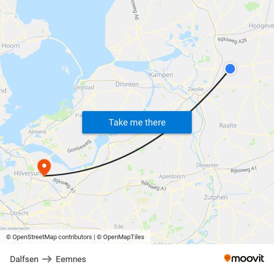 Dalfsen to Eemnes map