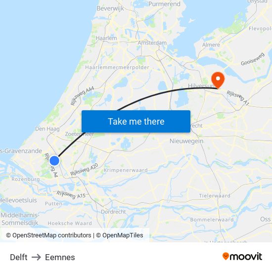 Delft to Eemnes map