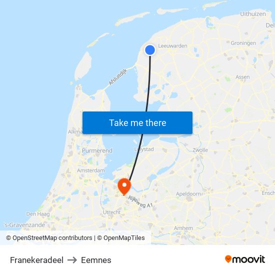 Franekeradeel to Eemnes map