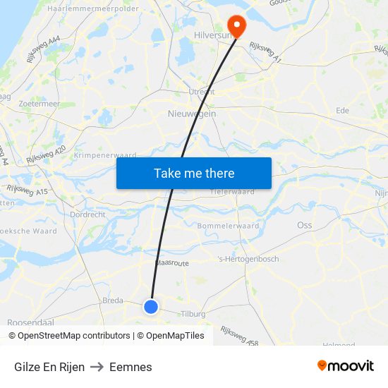 Gilze En Rijen to Eemnes map
