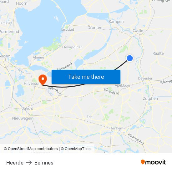 Heerde to Eemnes map