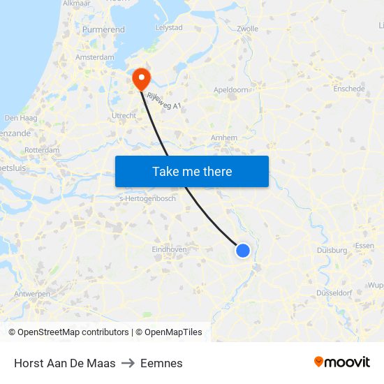 Horst Aan De Maas to Eemnes map