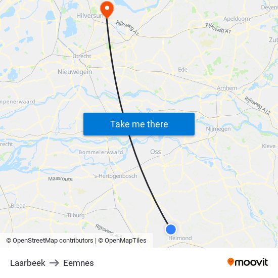Laarbeek to Eemnes map