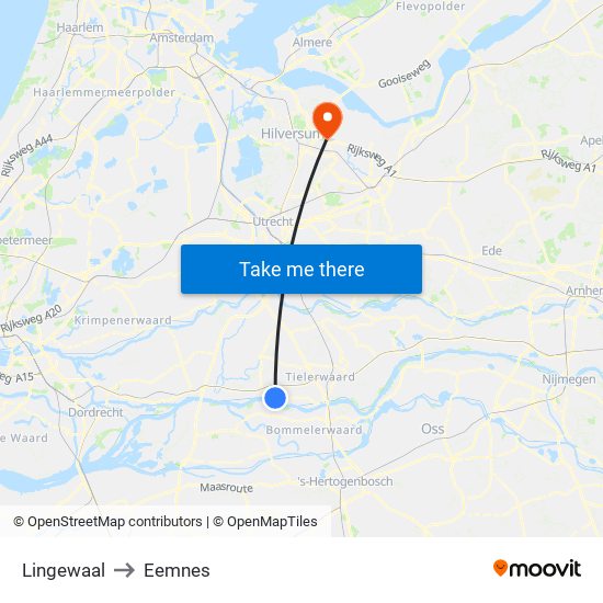 Lingewaal to Eemnes map