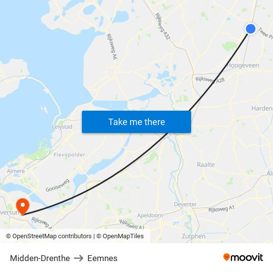 Midden-Drenthe to Eemnes map