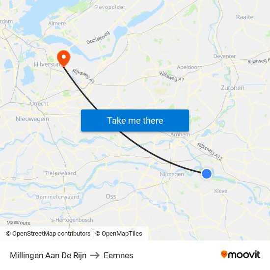 Millingen Aan De Rijn to Eemnes map