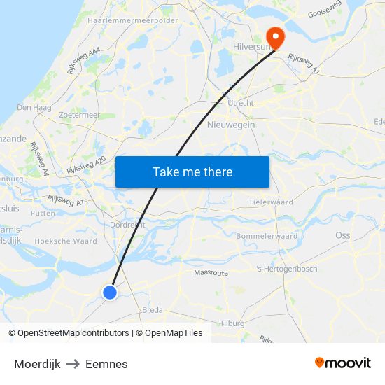 Moerdijk to Eemnes map