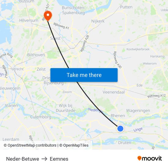Neder-Betuwe to Eemnes map