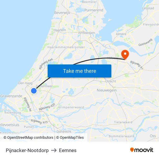 Pijnacker-Nootdorp to Eemnes map