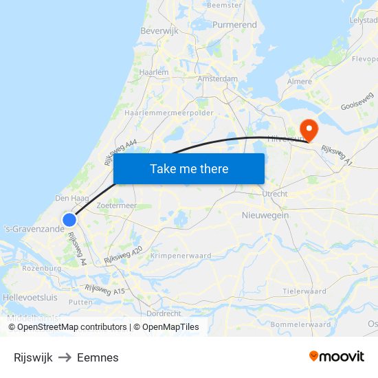 Rijswijk to Eemnes map