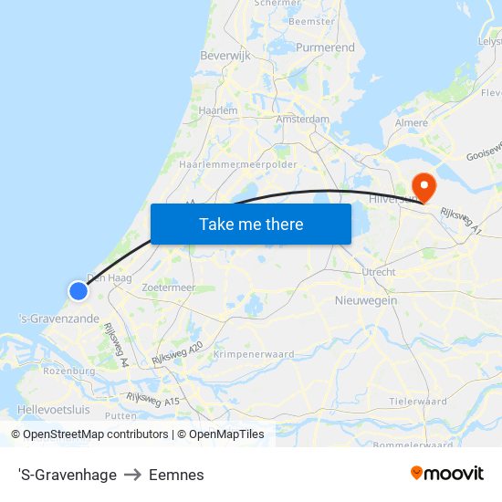 'S-Gravenhage to Eemnes map