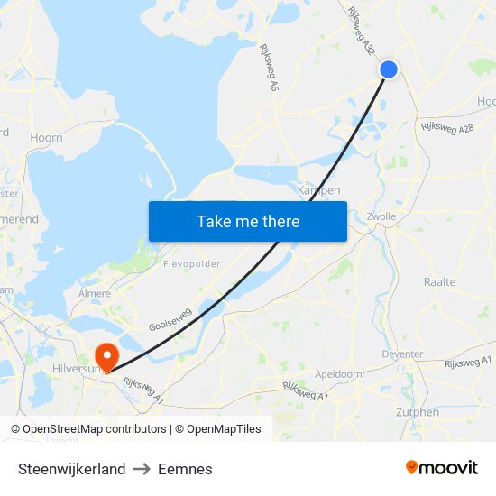 Steenwijkerland to Eemnes map