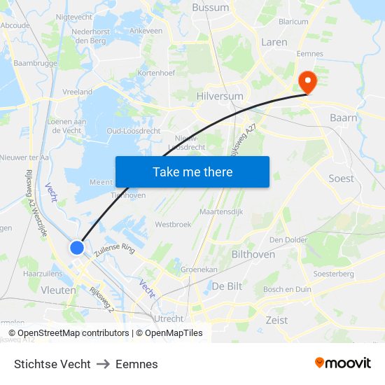 Stichtse Vecht to Eemnes map