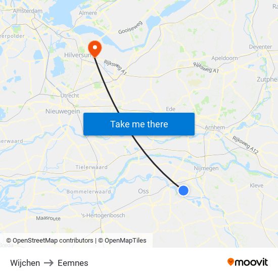 Wijchen to Eemnes map