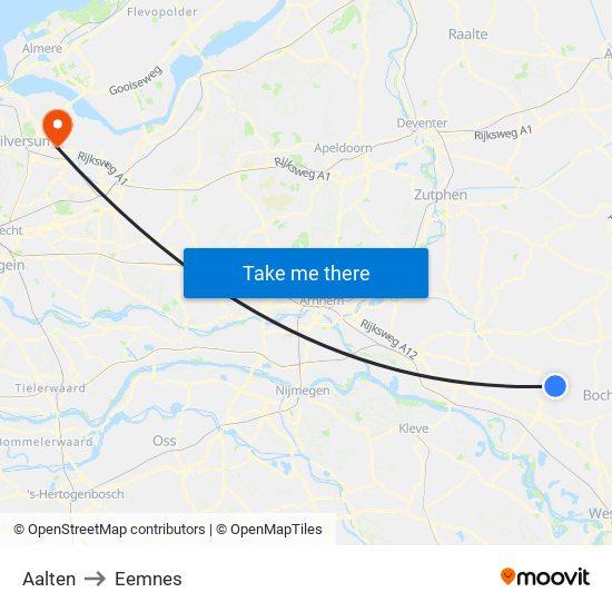Aalten to Eemnes map