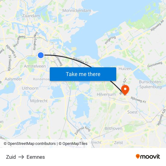 Zuid to Eemnes map