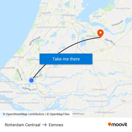 Rotterdam Centraal to Eemnes map