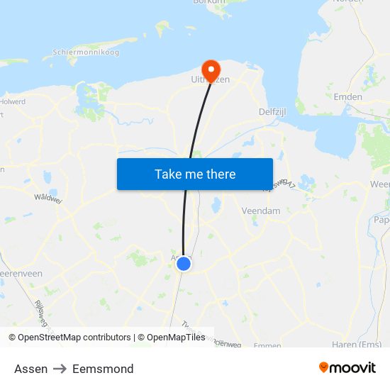 Assen to Eemsmond map