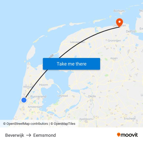Beverwijk to Eemsmond map