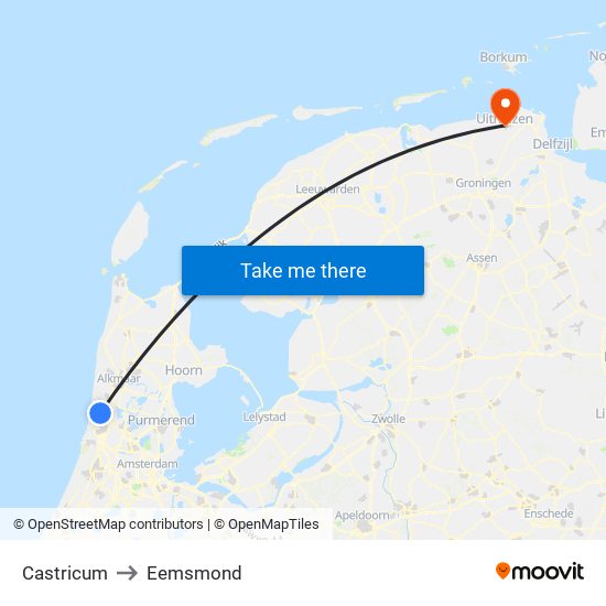 Castricum to Eemsmond map