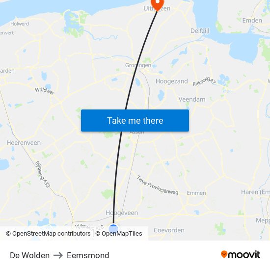 De Wolden to Eemsmond map