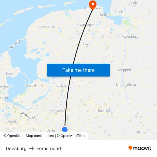 Doesburg to Eemsmond map