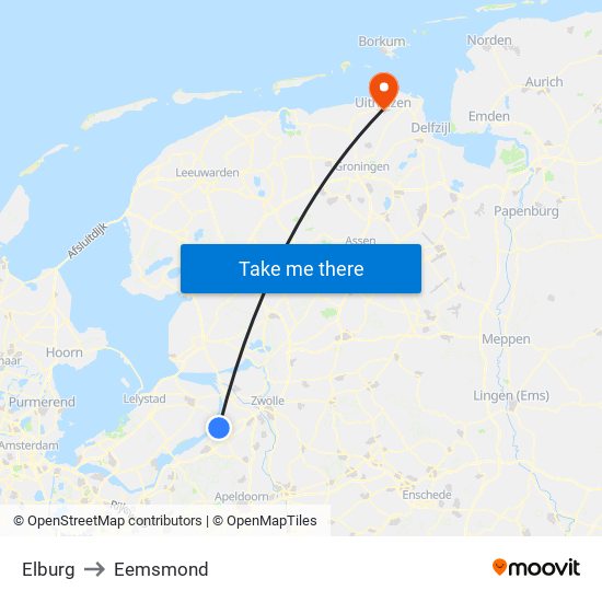 Elburg to Eemsmond map